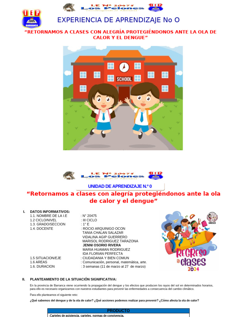 UNIDAD DE APRENDIZAJE 0 - PRIMER GRADO | PDF | Aprendizaje | Las emociones