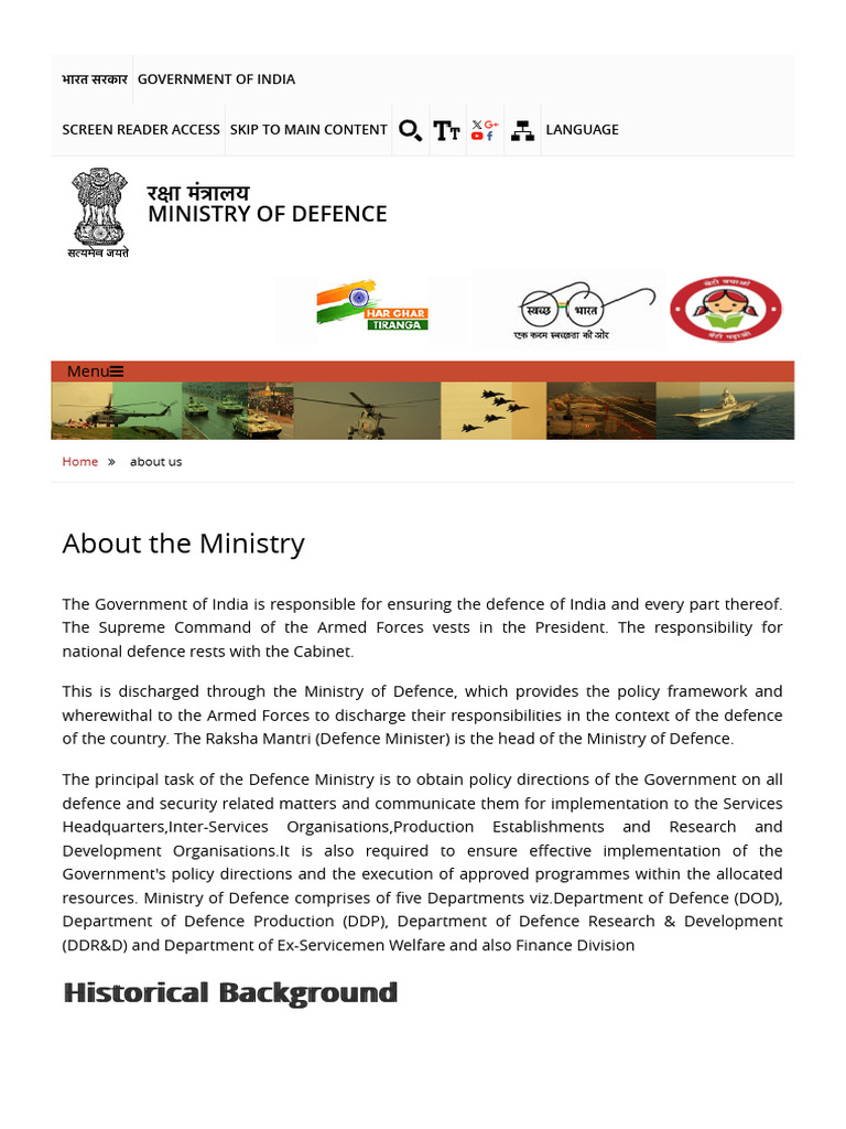 About The Ministry - Ministry of Defence | PDF | Government | Military