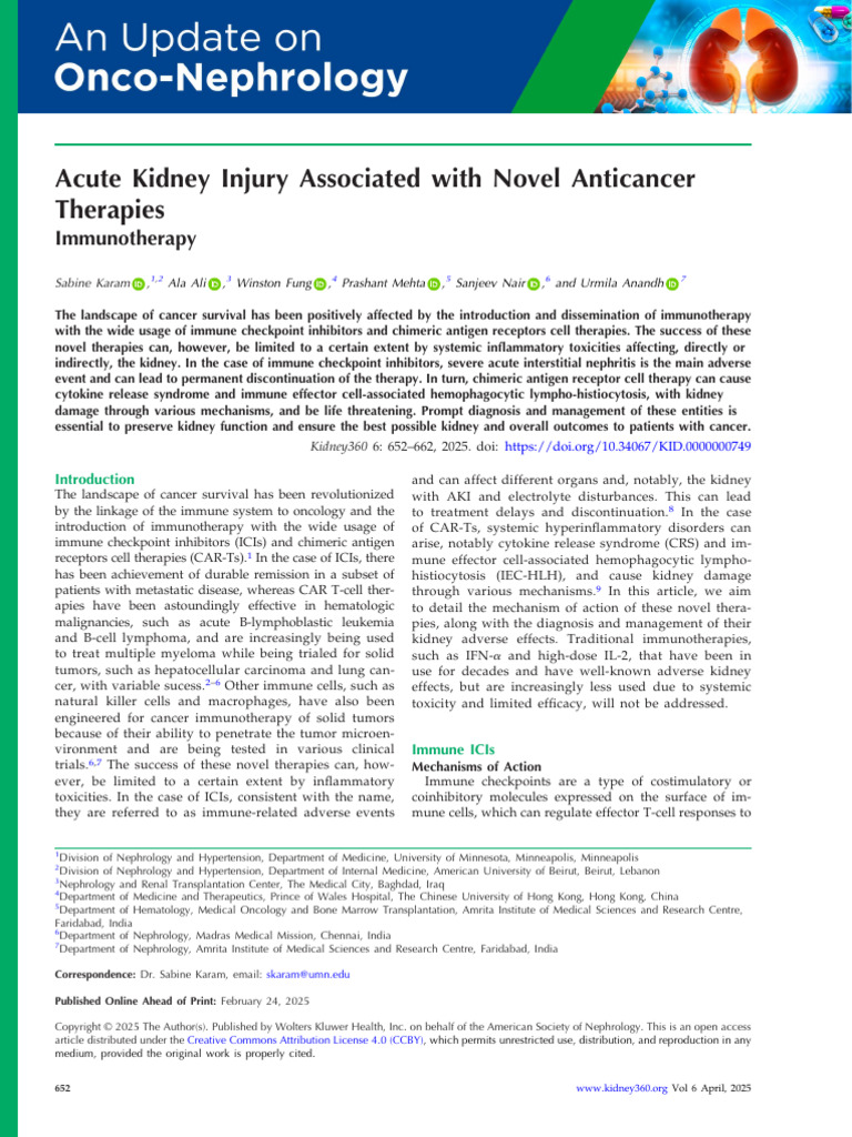 Acute Kidney Injury Associated With Novel.24 | PDF | T Cell | Immunotherapy