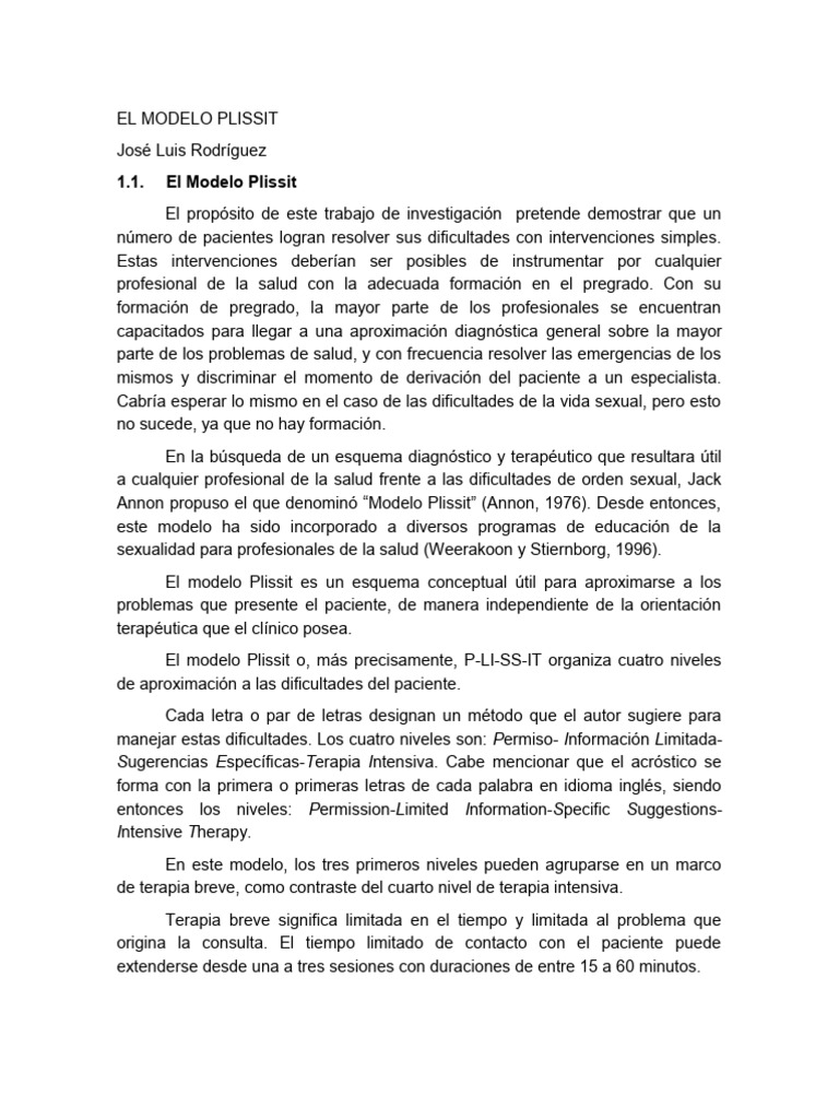 Introducción al Modelo Plissit | PDF | Terapia | Conocimiento