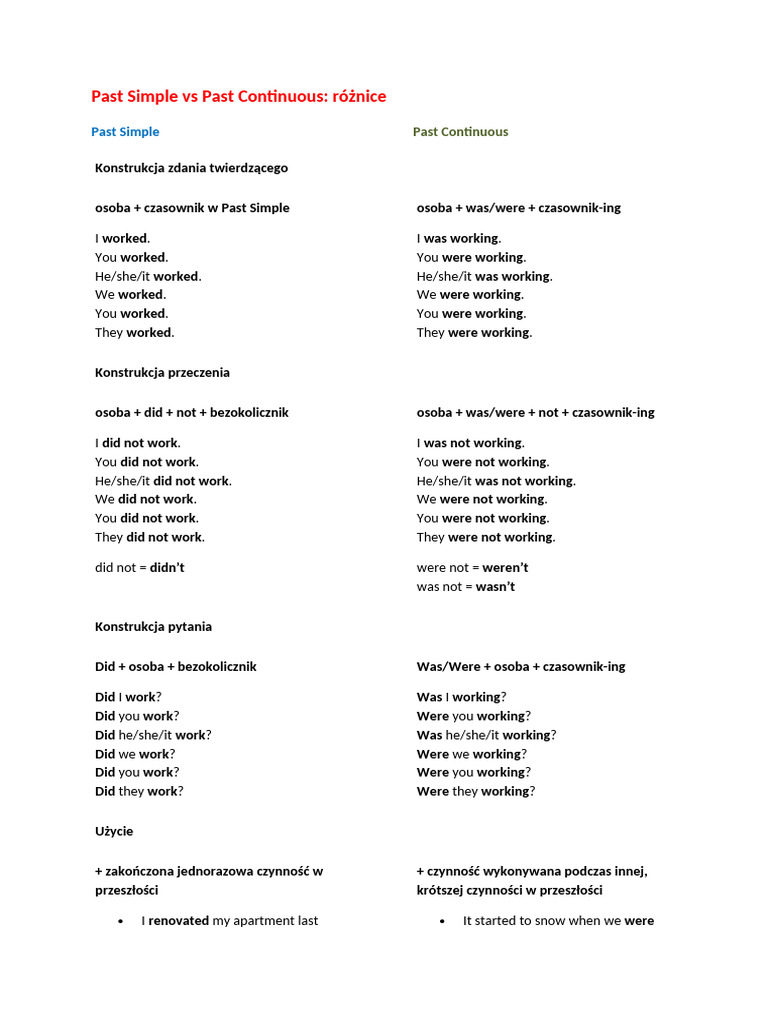 Past Simple Vs Past Continuous | PDF