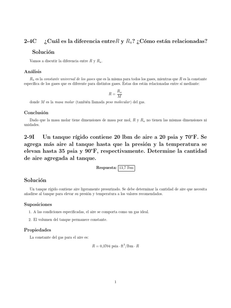 Diferencias entre R y Ru en gases | PDF | Viscosidad | Gases