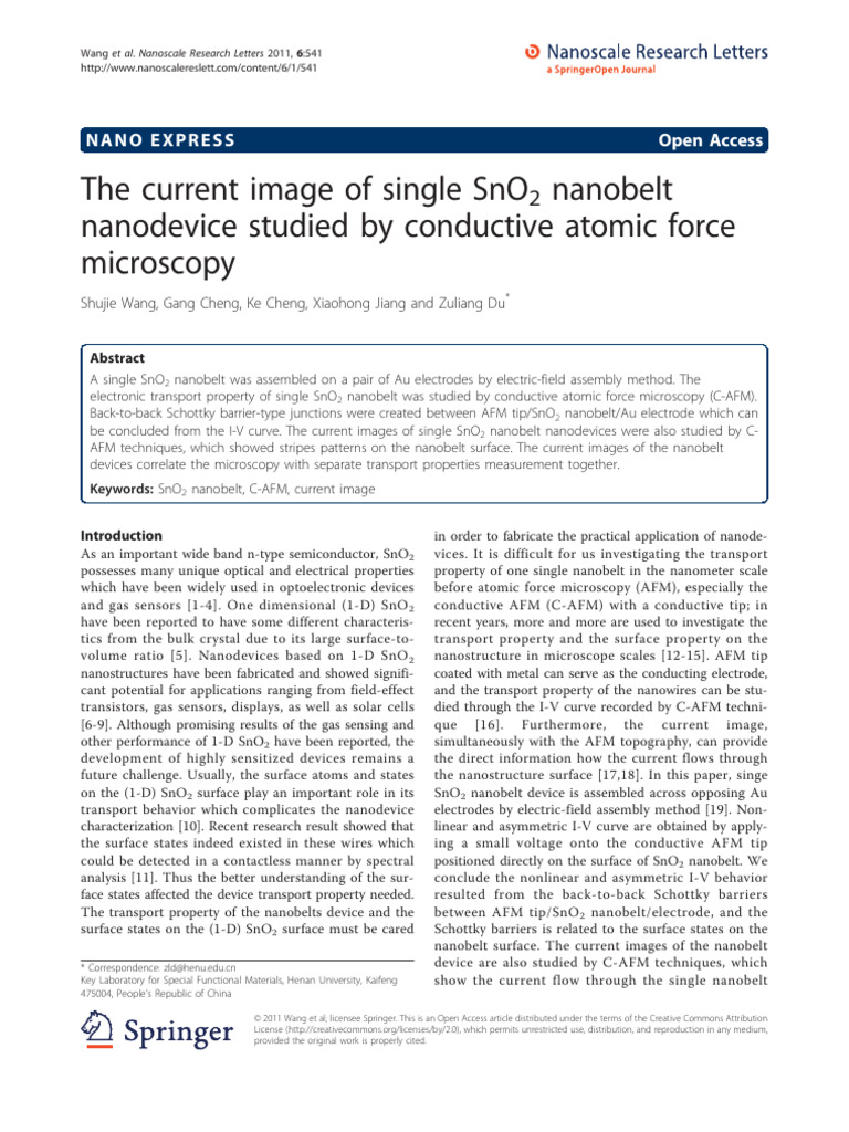 C - IV - 26. The Current Image of Single SnO2 Nanobelt | PDF | Atomic ...