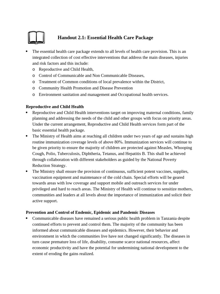 Essential Health Care Package Overview | PDF | Preventive Healthcare ...