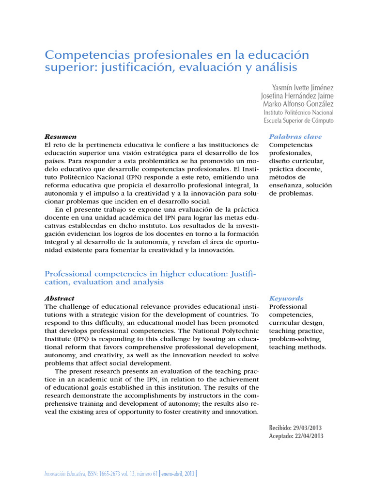 Evaluación de Competencias en Educación Superior | PDF | Plan de ...