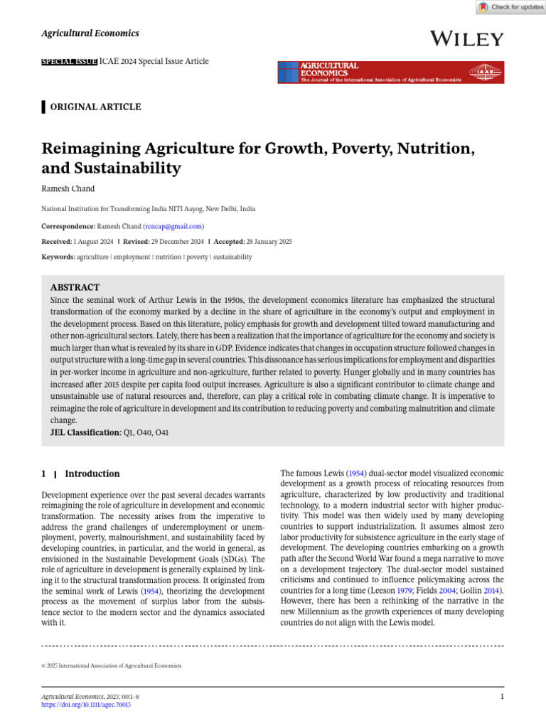 Rethinking Agriculture's Role in Development | PDF | Agriculture ...