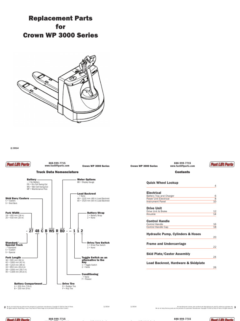 Crown WP 3000 Parts Replacement Guide | PDF | Wheel | Tire