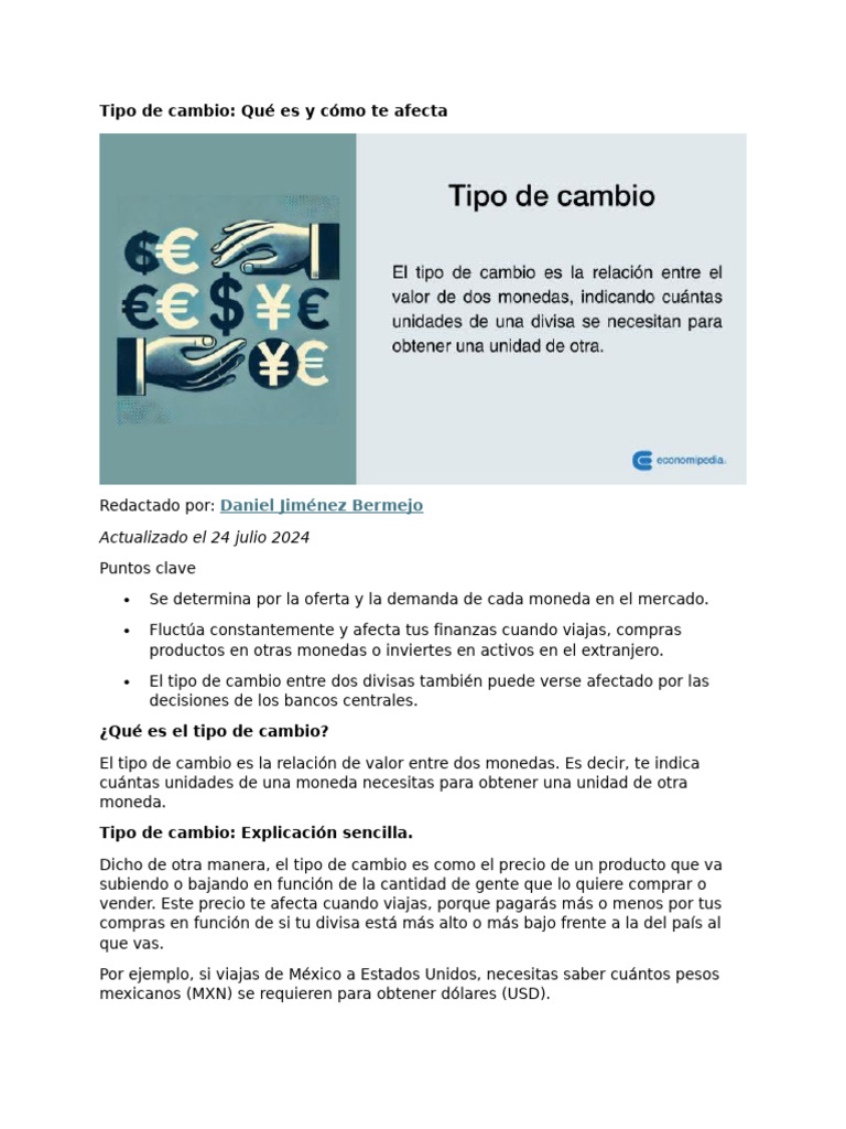 Definición y Concepto de Tipo de Cambio | PDF | Tipo de cambio | Moneda