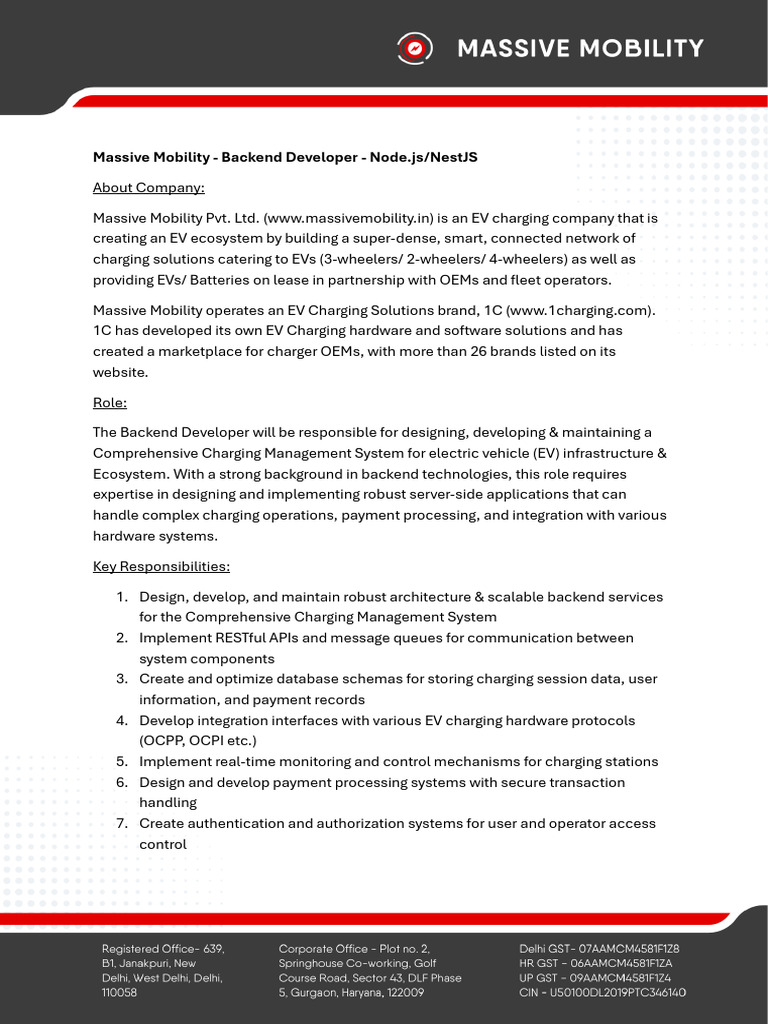 Backend Developer Role at Massive Mobility | PDF | Computing ...