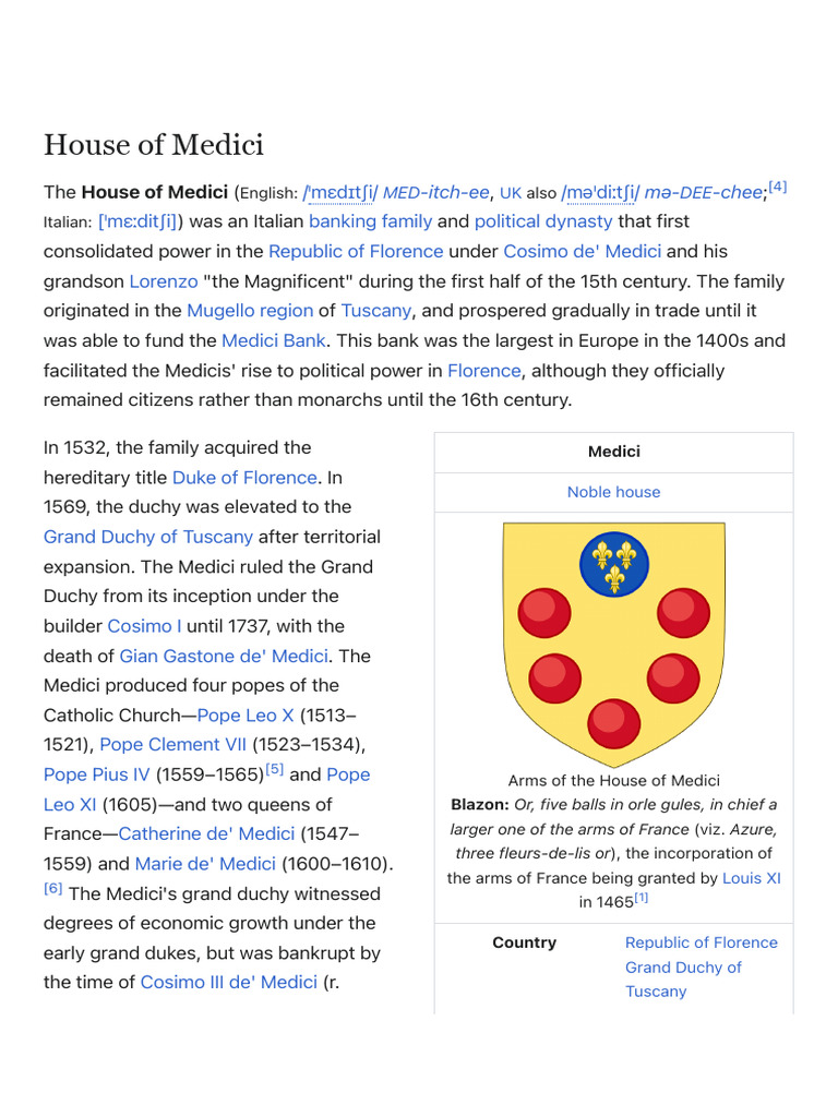 House of Medici - Wikipedia | PDF | House Of Medici | Florence, image size:768x1024