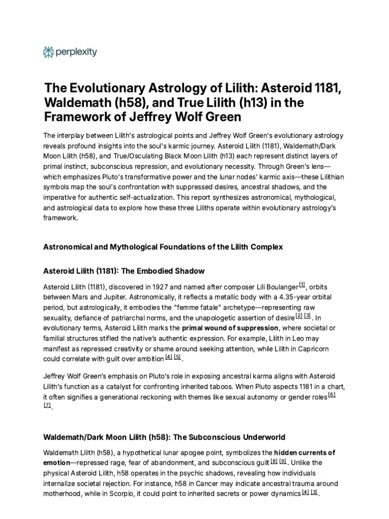 Lilith's Role in Evolutionary Astrology | PDF | Moon