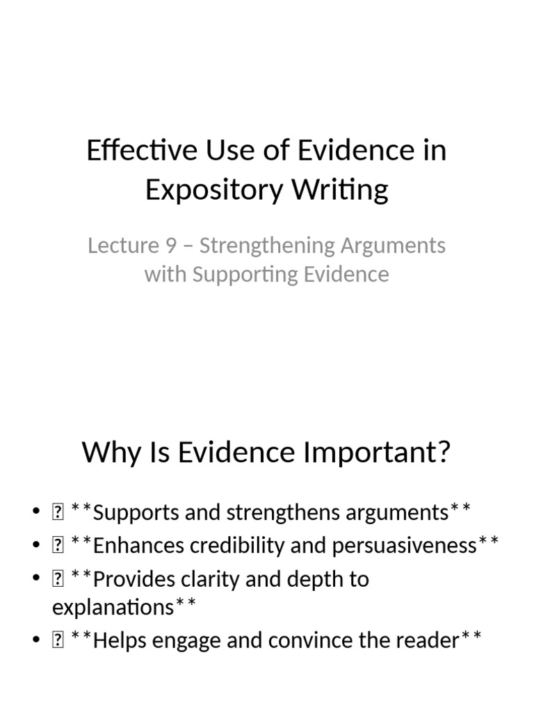 Expository Writing Lecture9 | PDF | Argument | Evidence