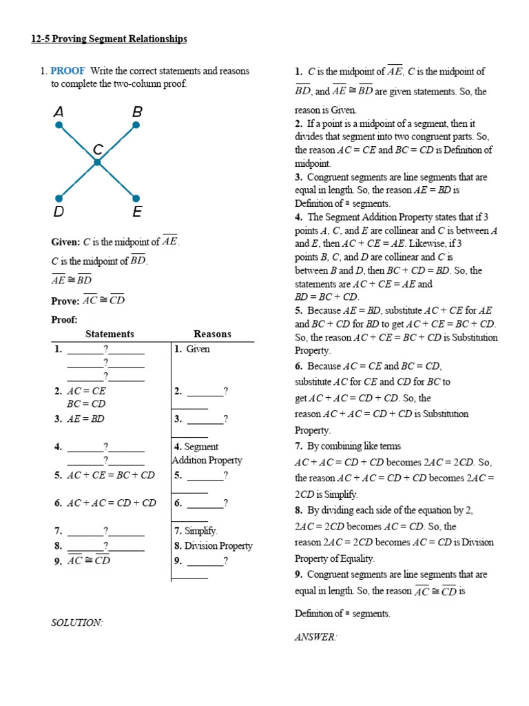 12 5 Proving Segment Relationships | PDF | Line (Geometry) | Elementary ...