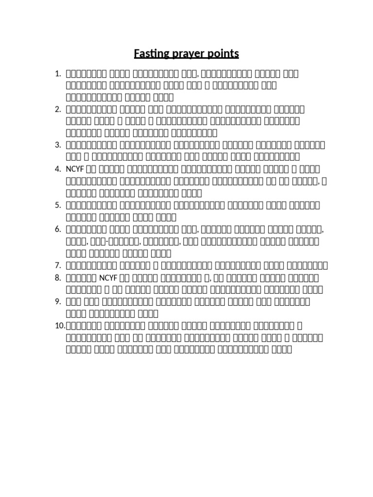 Fasting Prayer Points PDF