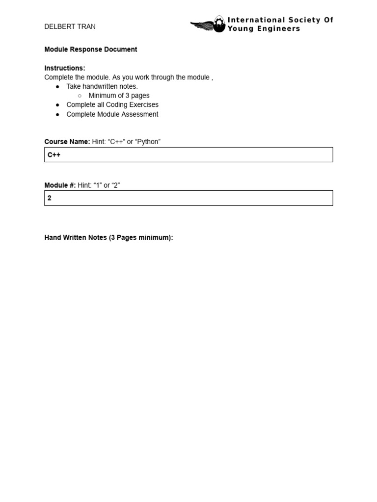 Delbert Tran - Programming - Module 2 Response Document | PDF