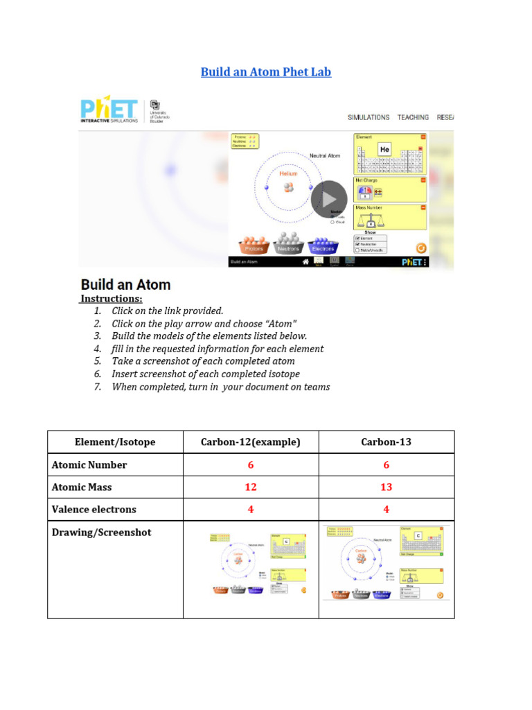 Build An Atom Lab Report | PDF