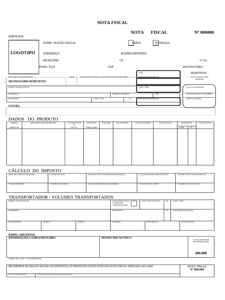 NOTA FISCAL Modelo 1 | PDF | Recibo