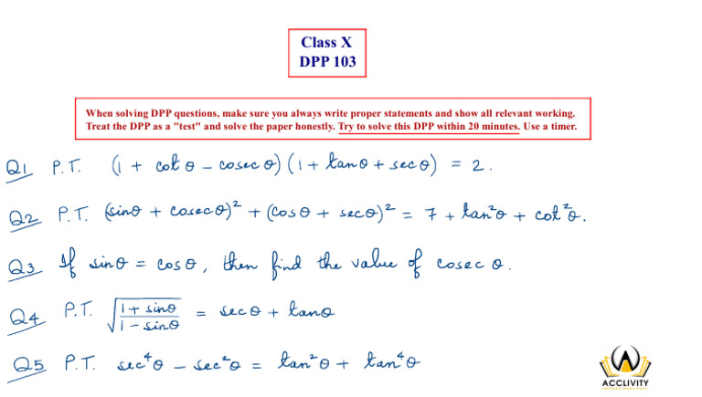 Class X DPP 103 Guidelines | PDF