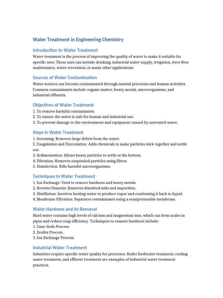 Water Treatment Engineering Chemistry | PDF | Water Purification ...