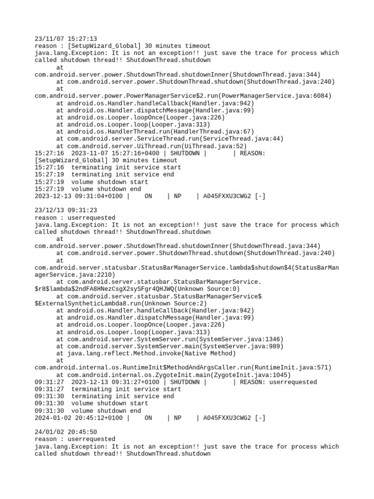 Android Shutdown Process Logs | PDF | Embedded Linux Distributions