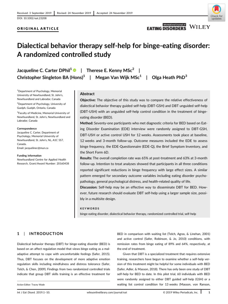 DBT Self-Help for Binge Eating Disorder | PDF | Dialectical Behavior ...