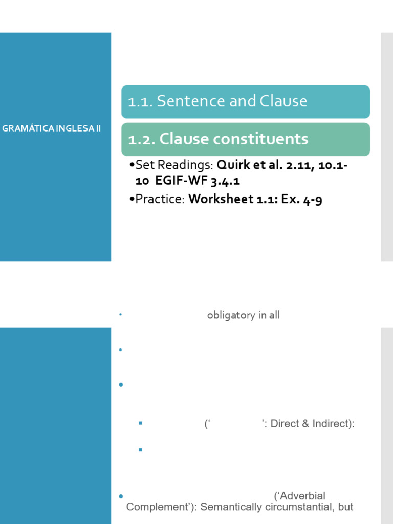 Understanding English Clause Constituents | PDF | Clause | Subject ...