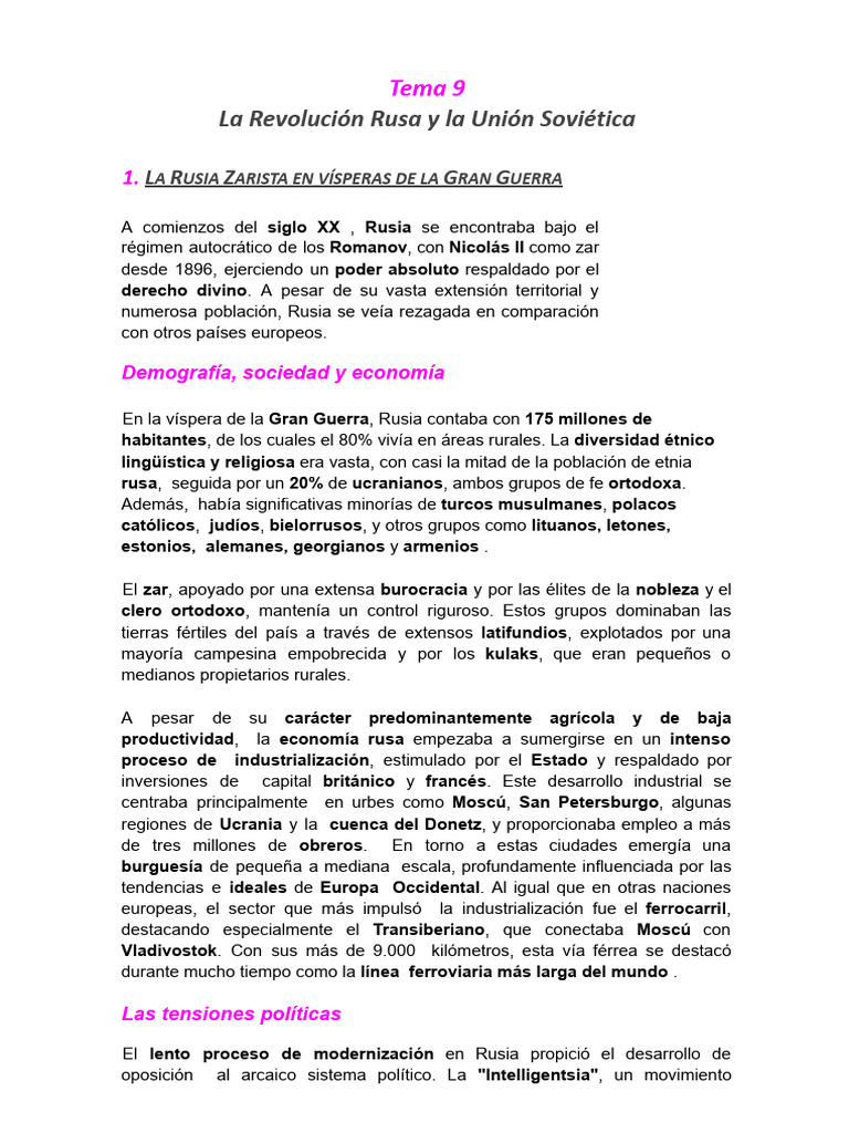 Revolución Rusa: Contexto y Causas | PDF | Vladimir Lenin | Bolcheviques