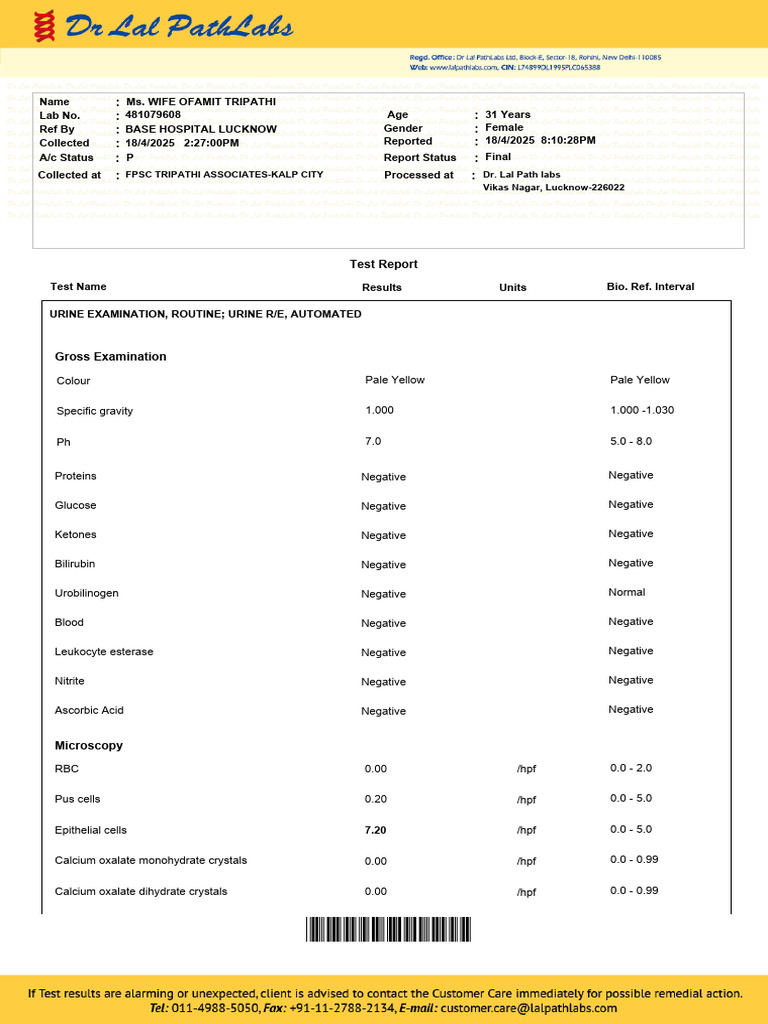 Urine and Stool Test Report Summary | PDF | Medical Specialties ...