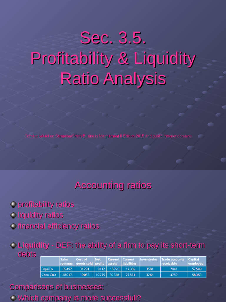 Profitability and Liquidity Ratio Analysis | PDF | Gross Margin ...