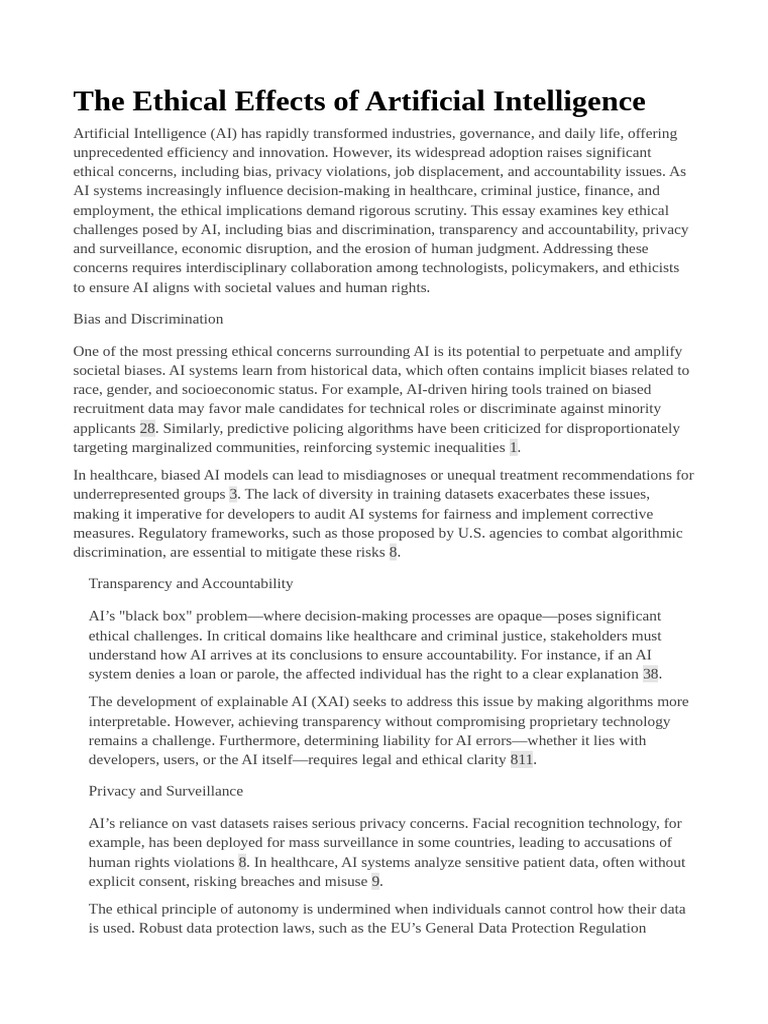 The Ethical Effects of Artificial Intelligence | PDF | Artificial ...