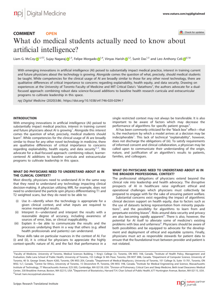AI Education for Medical Students | PDF | Artificial Intelligence ...