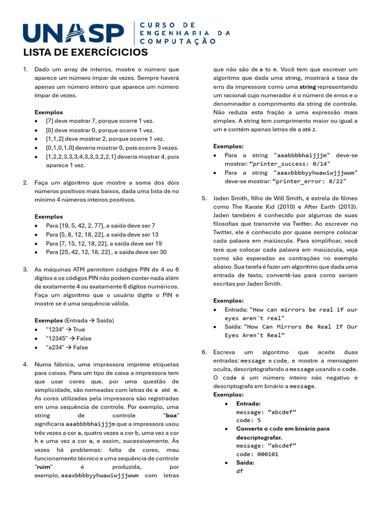 Exercícios de Algoritmos em Python | PDF | Números | Caixa alta e caixa ...