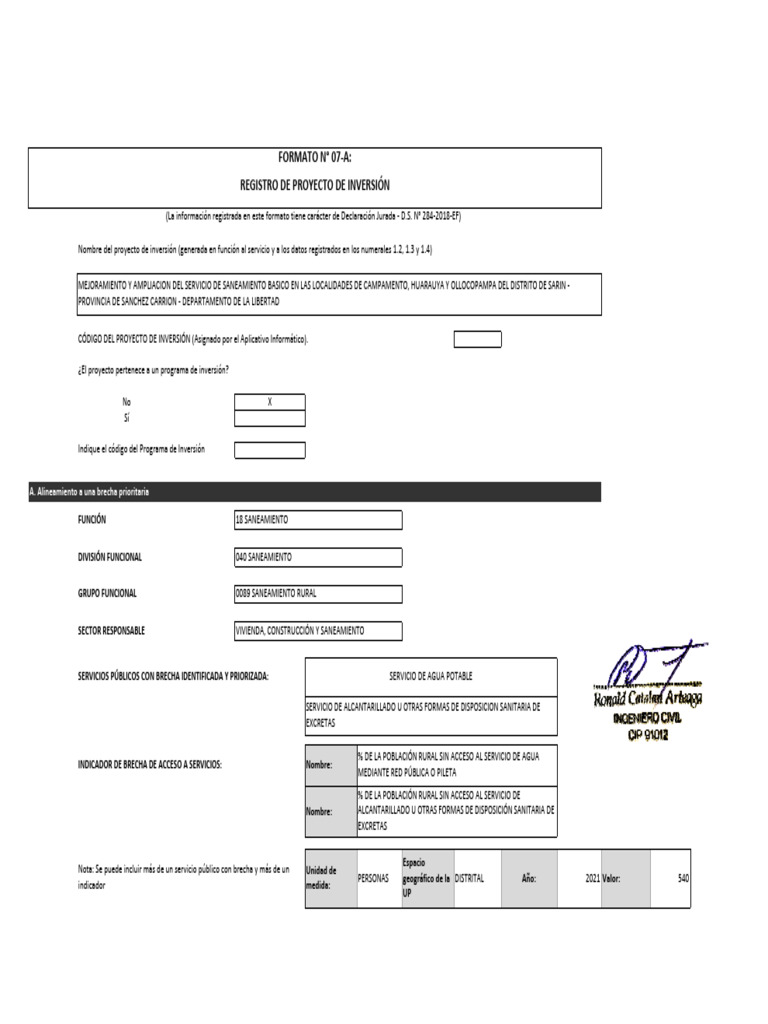 Formato 7a | PDF | Saneamiento | Asociación público-privada