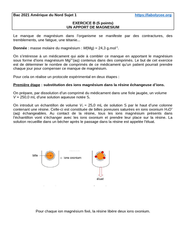 Apport de Magnésium : Protocole et Analyse | PDF | Titrage | Chimie