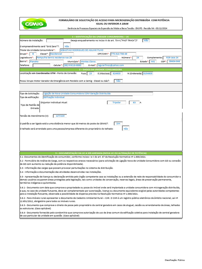 Formulario-MicroGD Rev N4-R1 Assinado | PDF | Fotovoltaica | Potência ...