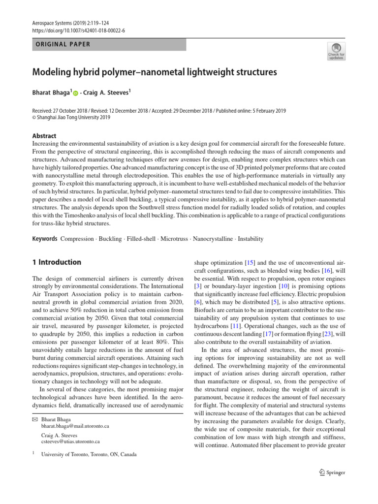 Modeling Hybrid Polymer-Nanometal Lightweight Structures | PDF ...