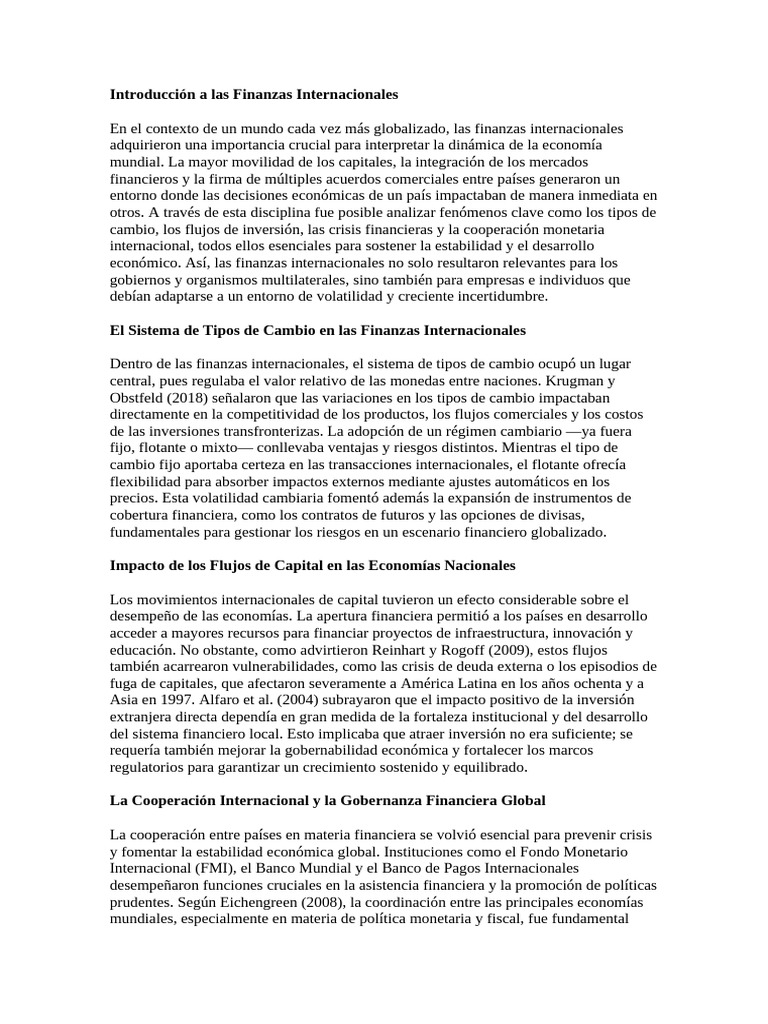 Finanzas Internacionales: Claves y Desafíos | PDF | Tipo de cambio | Moneda