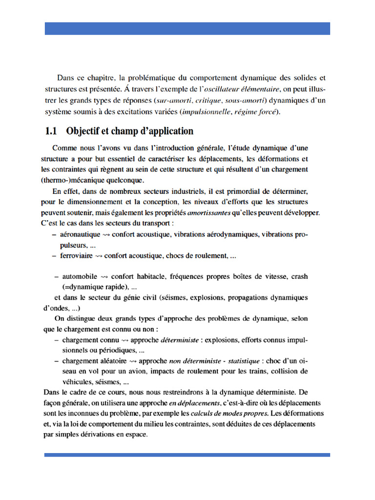 Introduction à la Dynamique des Structures | PDF