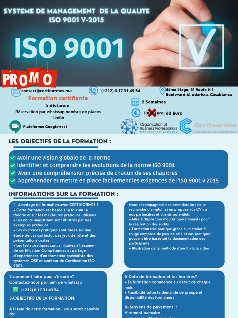 Formation Certifiante ISO 9001 à Distance | PDF | Management de la ...