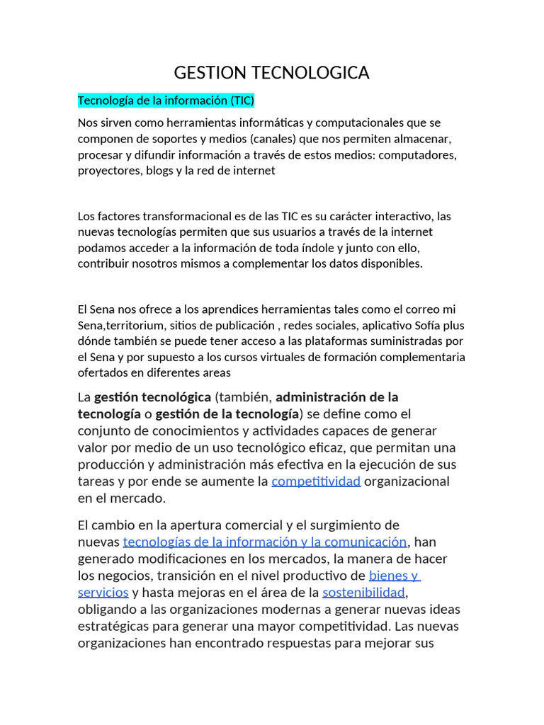 Gestión Tecnológica y TIC en Empresas | PDF | Investigación de mercado ...