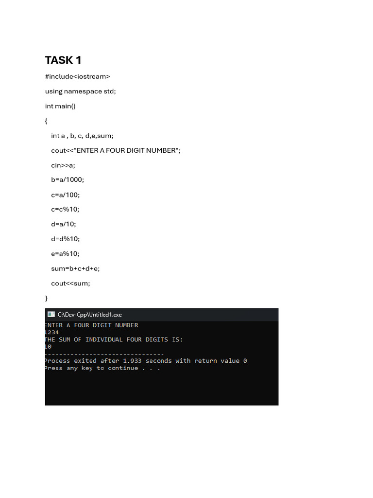 C++ Programs for Number Sum and Tax Calculation | PDF