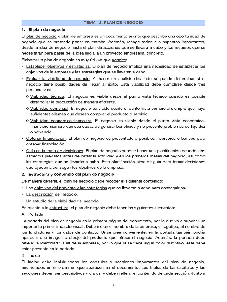 Guía Completa para un Plan de Negocio | PDF | Plan de negocios | Business