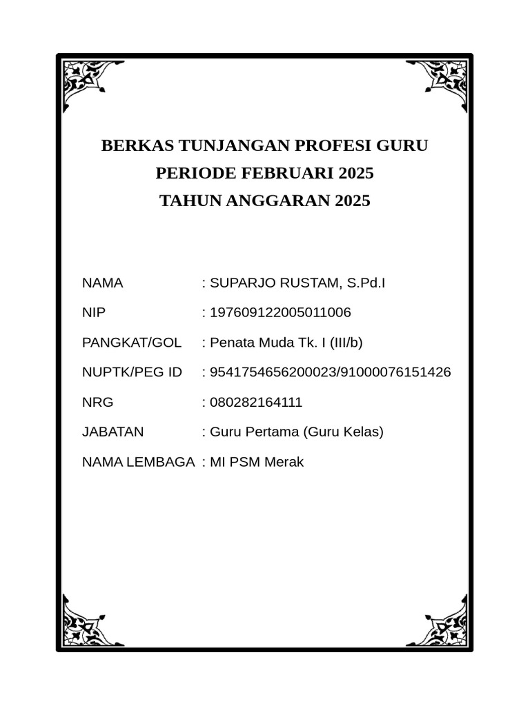 Tunjangan Profesi Suparjo Rustam 2025 | PDF