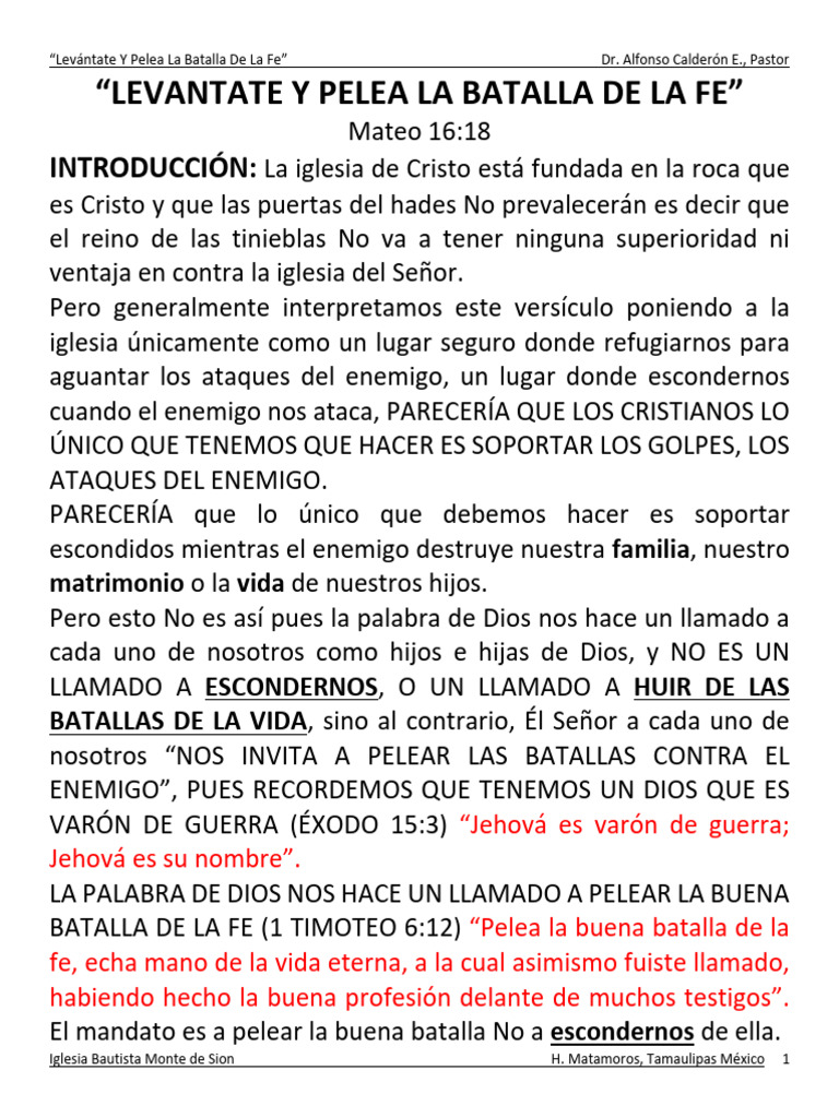 Pelea la Buena Batalla de la Fe | PDF | Oración | Creencia religiosa y ...