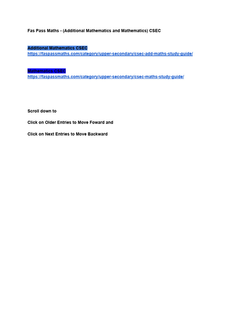 Fas Pass Maths CSEC Study Guides | PDF