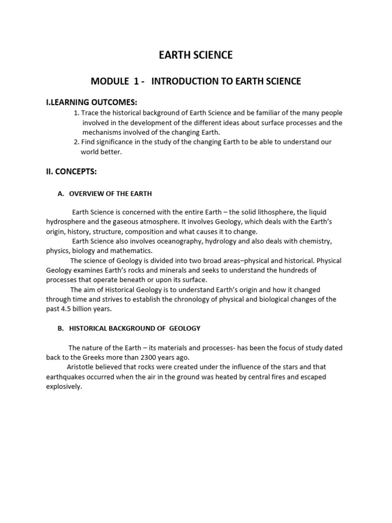 Module 1 - INTRODUCTION | PDF | Earth Sciences | Geology