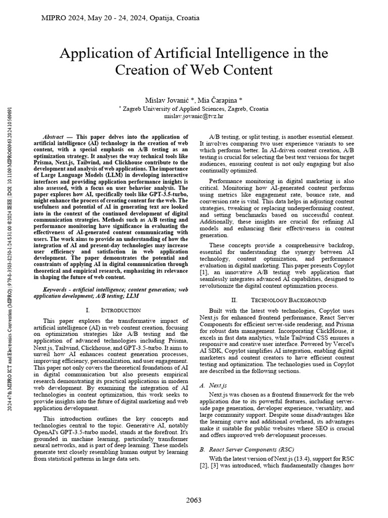 AI in Web Content Creation & Optimization | PDF | Artificial ...