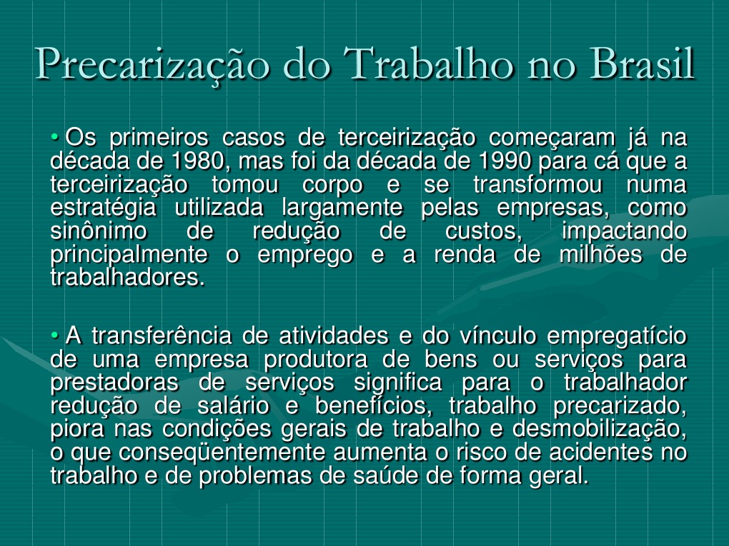 Precarização do Trabalho no Brasil | PDF | Setor terciário da economia ...