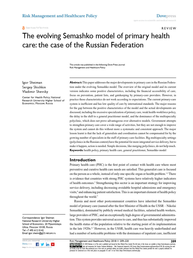 Modelo Shemasko | PDF | Primary Care | General Practitioner