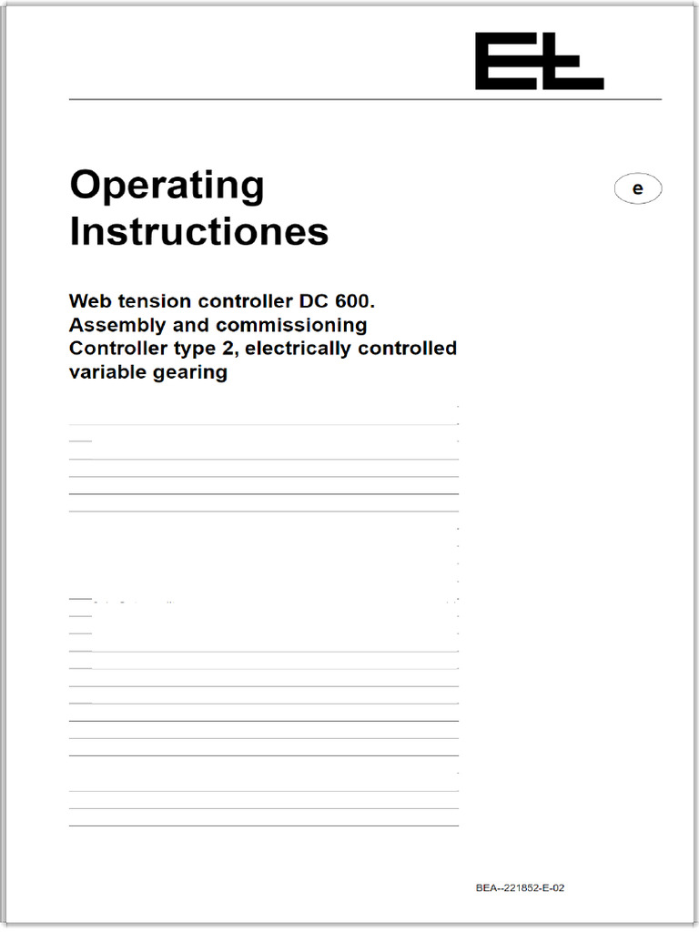 E+L DC 600 Web Tension Controller Operating Instructions - Manualzz | PDF
